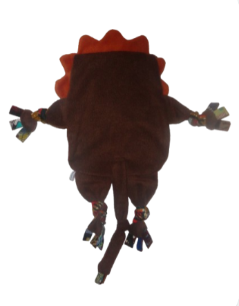 Handmade baby comfort toy – lion plush blankie with African wax accents, back view