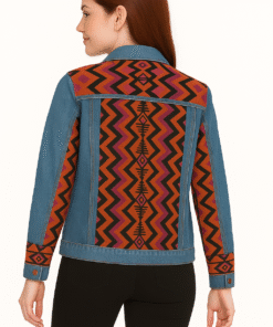 Alternative view of AfriBloom Handmade Denim Jacket – Curved Panel Edition (African Patchwork)