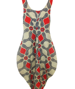 AfriBloom 4-Way Dress – handmade African wax dress in red and beige pattern