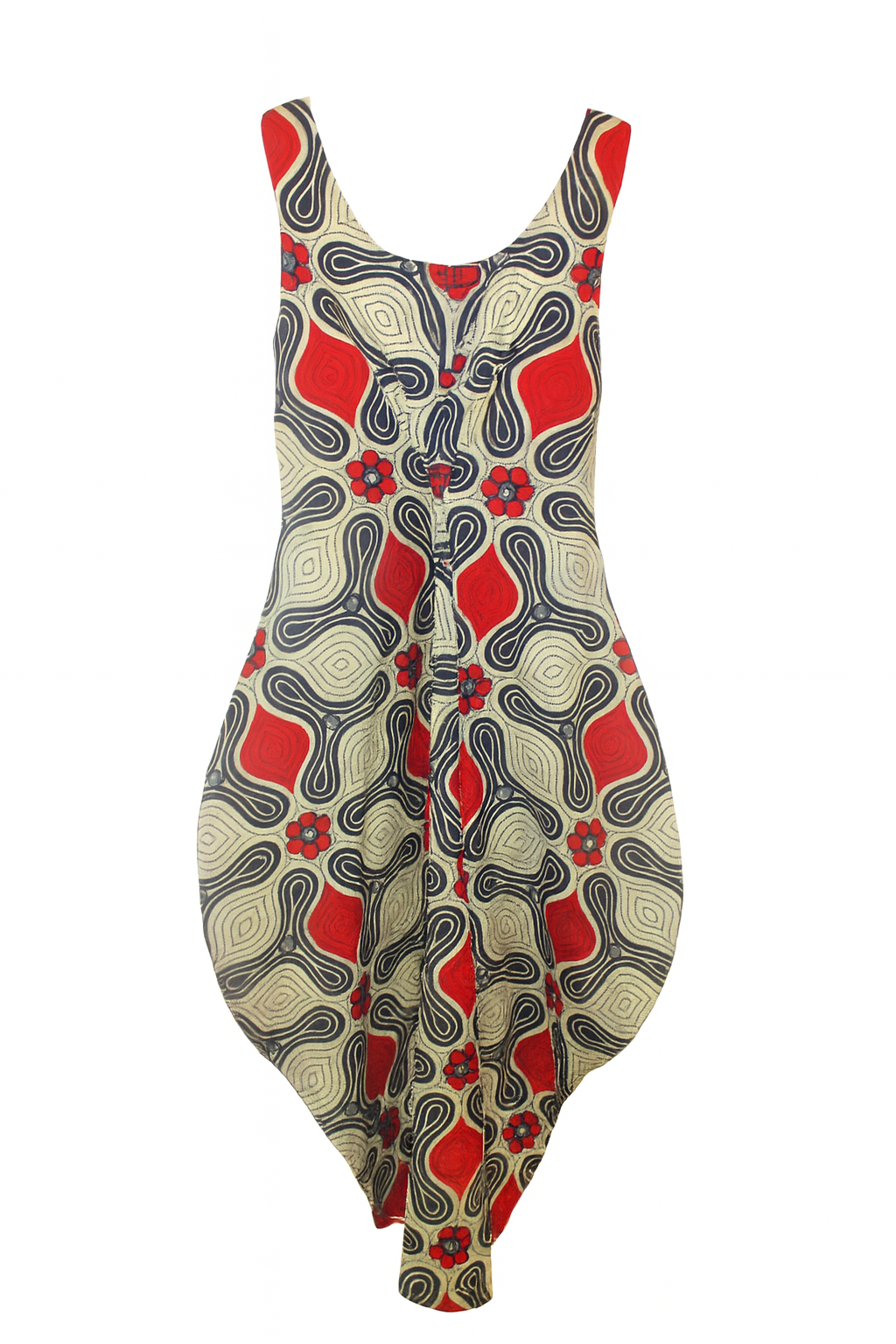 AfriBloom 4-Way Dress – handmade African wax dress in red and beige pattern
