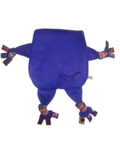 Handmade baby comfort toy – dog plush blanket with African wax print, back view