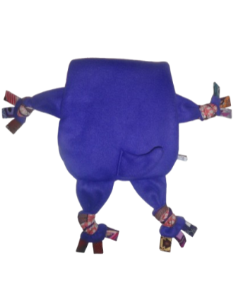 Handmade baby comfort toy – dog plush blanket with African wax print, back view