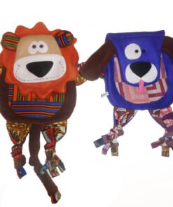 Handmade baby comfort toys – lion and dog plush blankies with African wax accents