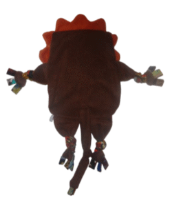 Handmade baby comfort toy – lion plush blankie with African wax accents, back view