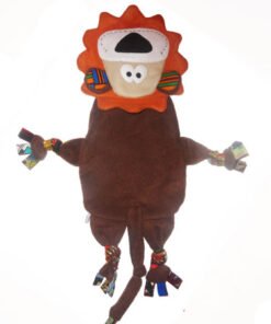 Handmade baby comfort toy – lion plush blankie with African wax accents, back view