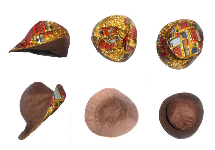 AfriBloom reversible bucket hat displayed from multiple angles.