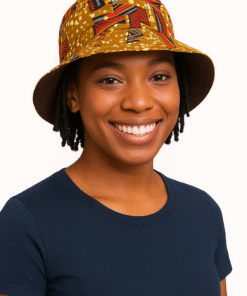 Reversible African wax bucket hat for women, handmade unisex bucket hat styled for summer with vibrant African print
