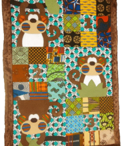Alternative view of MiniBloom Baby Blanket • Monkey Patchwork • Luxe Minky & African Wax Fabric