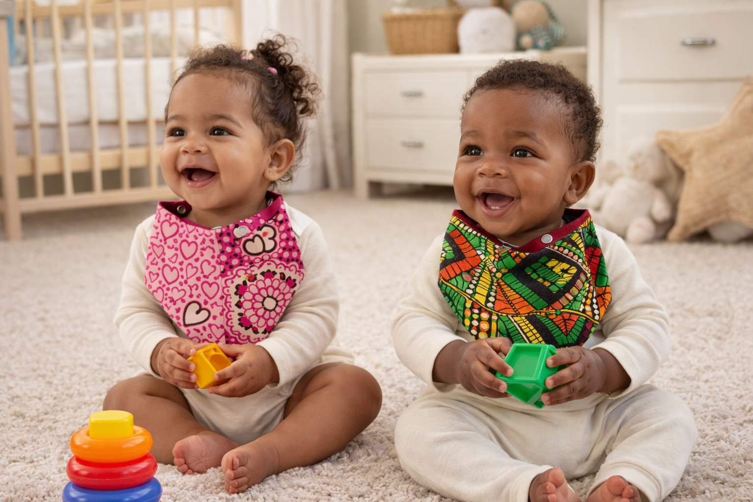 AfriBloom Bandana Bibs – Pack of 4 | Stylish & Absorbent Baby Bibs (Feminine, Neutral or Masculine Tones) - Image 3