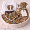 Handmade African baby gift bundle with onesie, harem pants, matching bandana bib and stuffed hippo toy – AfriBloom baby outfit set