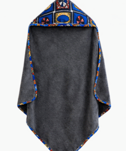 Hooded baby bath towel with African print hood and trim, soft absorbent baby towel handmade by AfriBloom