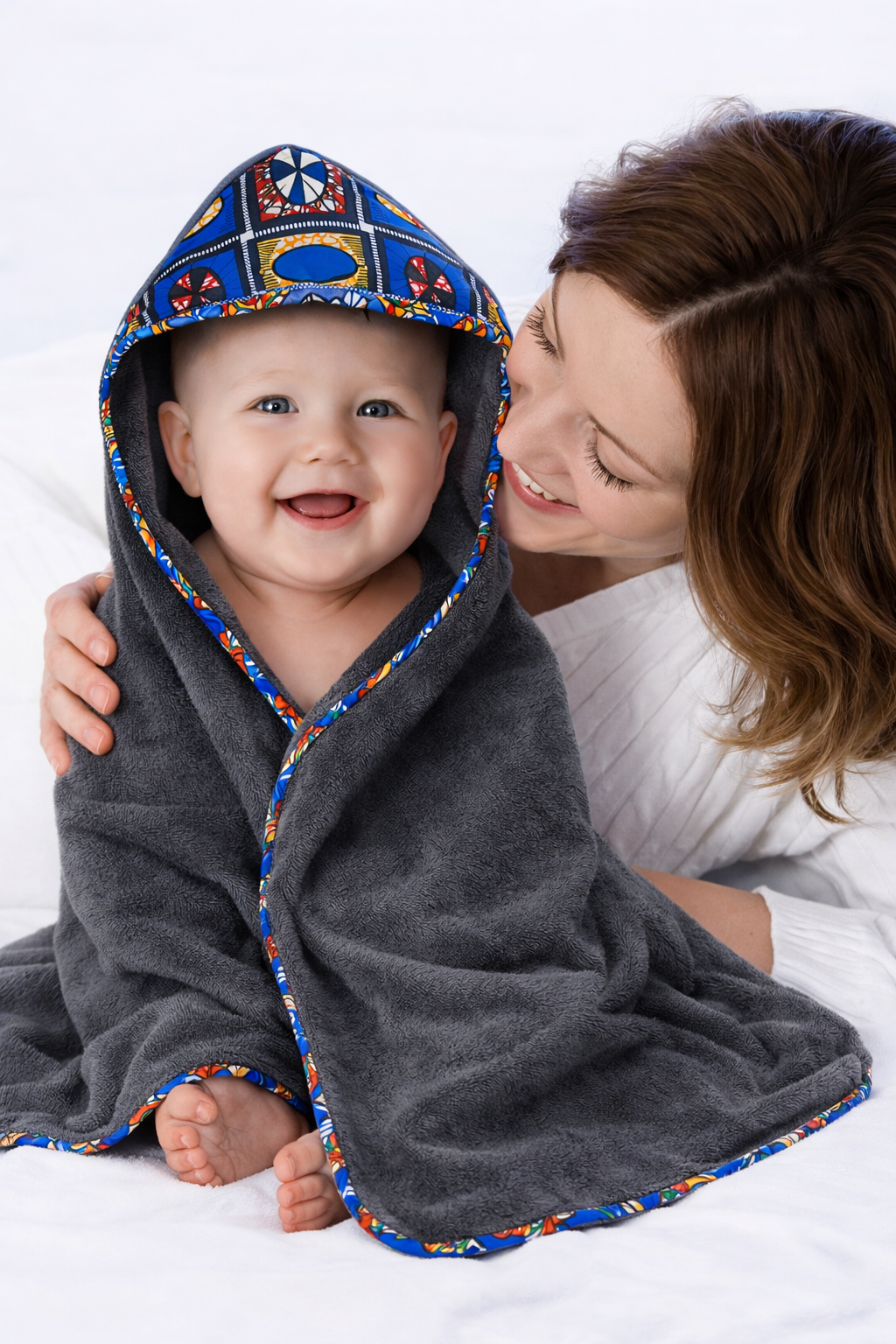 AfriBloom Baby Hood Towel – Soft Hooded Bath Towel with African Print Trim - Image 3