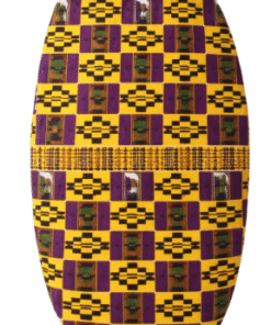 Back view of African print baby swaddle, handmade cotton newborn wrap with kente-inspired pattern