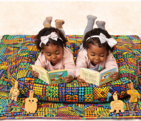 AfriBloom Baby Play Mat & Tummy Pillow Bundle Handmade African Patchwork • Singleton & Twins Options - Image 9