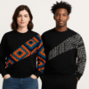 Matching couple sweatshirts with diagonal African print panels – AfriBloom.