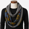AfriBloom infinity scarf with vibrant wax print and soft fleece lining, displayed fully on a white background.