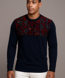 Alternative view of AfriBloom Men’s Classic Tee • African Print Panel