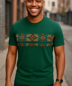 Alternative view of AfriBloom Men’s T-Shirt • Single Chest Strip or Double Chest Strips • Urban Afro-Fusion