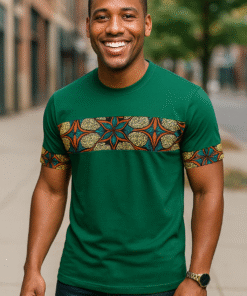 AfriBloom Men’s T-Shirt • Single Chest Strip or Double Chest Strips • Urban Afro-Fusion