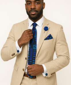 Alternative view of African Necktie Gift Set – Tie, Pocket Square, Lapel pin & Cufflinks | Men’s Elegant African Print Accessories