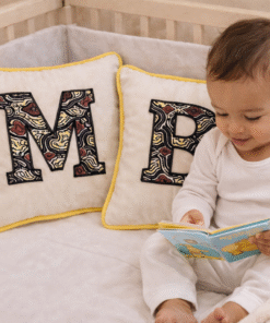 Alternative view of MiniBloom™ Personalized Initial Cushions (Pair) – African Print Appliqué