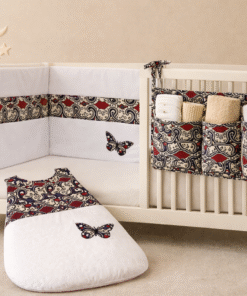 African print newborn essentials bundle with crib bumper sleeping bag and crib organizer handmade baby bedding set