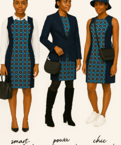 Alternative view of AfriBloom Sculpted Afro-Denim Panel Dress — Custom Print & Stretch Denim