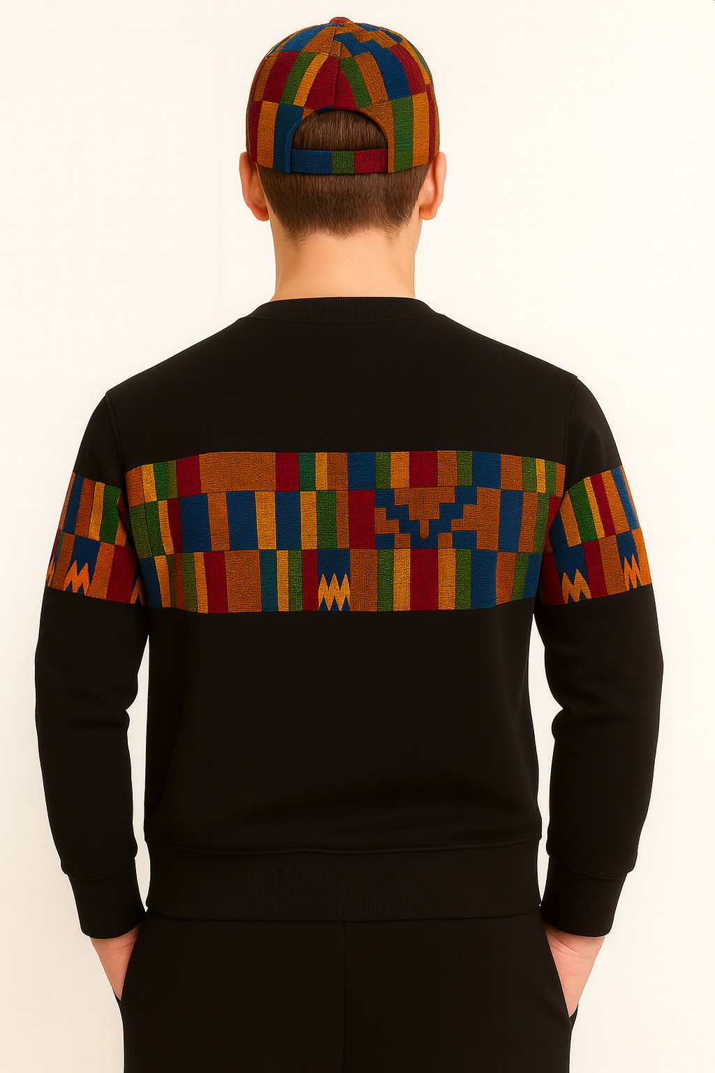 Triangle Unity Bundle – Matching African Print Sweatshirt & Cap | Afro-Fusion Streetwear by AfriBloom - Image 2