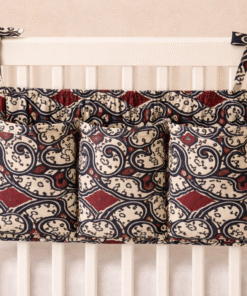 Handmade African print crib organizer with storage pockets, baby nursery organizer for diapers, wipes and essentials