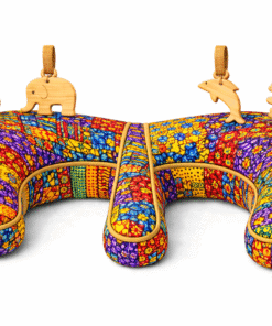 Handmade African patchwork twin baby support pillow for feeding, tummy time and supervised rest, double baby pillow by AfriBloom