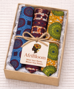 African wax print necktie gift set – handmade AfriBloom ties in premium gift box