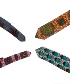 Set of African wax print neckties in slim fit and classic width, handmade with colorful Ankara fabric