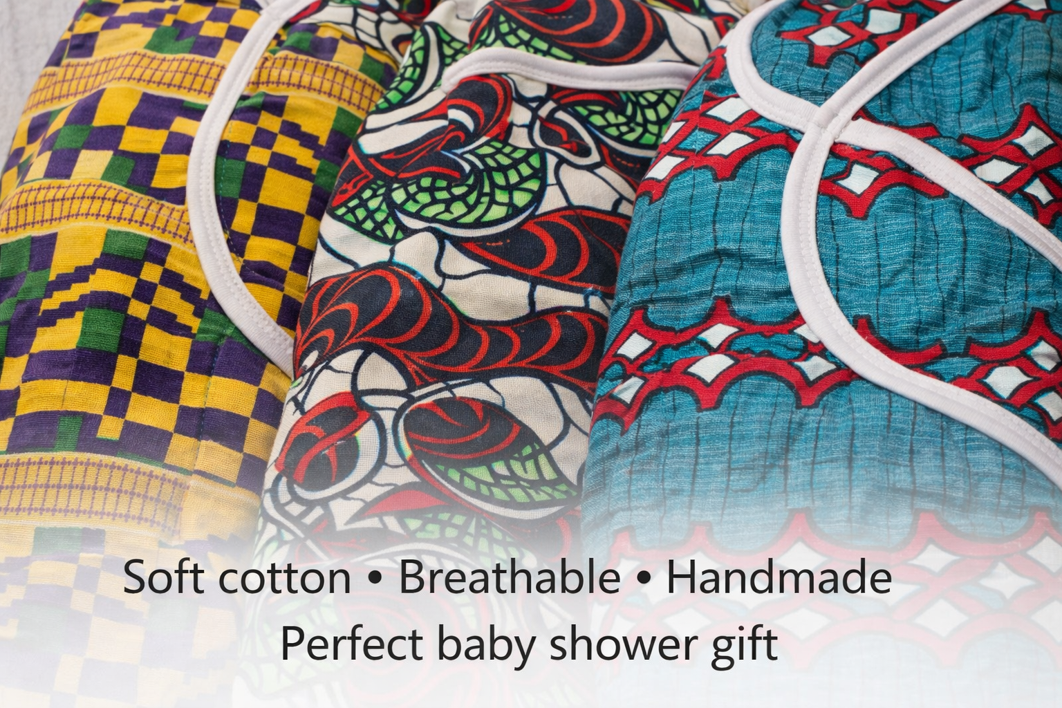 African print baby swaddles made of soft cotton, breathable and handmade, perfect baby shower gift