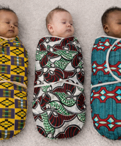 Pack of 3 handmade African print baby swaddles, soft breathable cotton wraps for newborns and infants