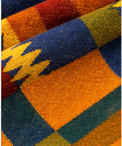 Handwoven authentic Kente fabric close-up used on Afro Triangle men’s sweatshirt – vibrant kente-inspired pattern
