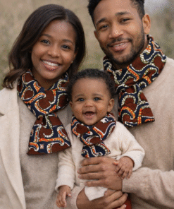 Matching African print scarf set for parents and baby – handmade family gift set
