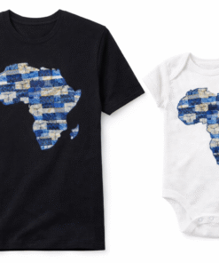 Father and son matching short sleeve African print t-shirt and baby onesie set, handmade Africa patchwork design, unique daddy baby outfit