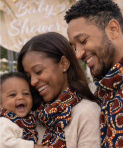 Matching African print scarf set for parents and baby at baby shower, handmade family gift