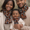 Matching African print scarf set for parents and baby – handmade family gift set