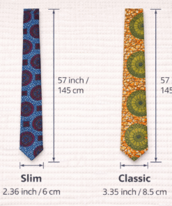 African wax print necktie size guide – slim and classic width handmade tie dimensions