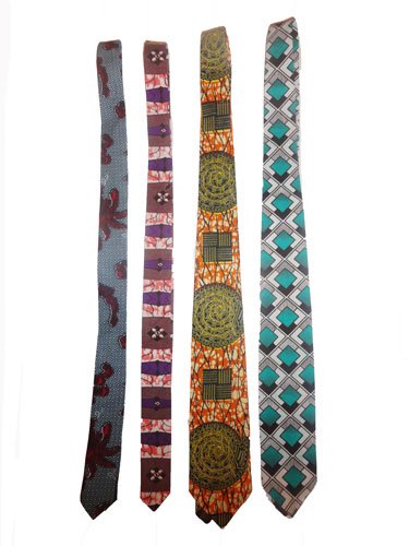 Set of three handmade African wax print neckties by AfriBloom, slim fit and classic width ties for men, ethical fashion accessories made in Belgium