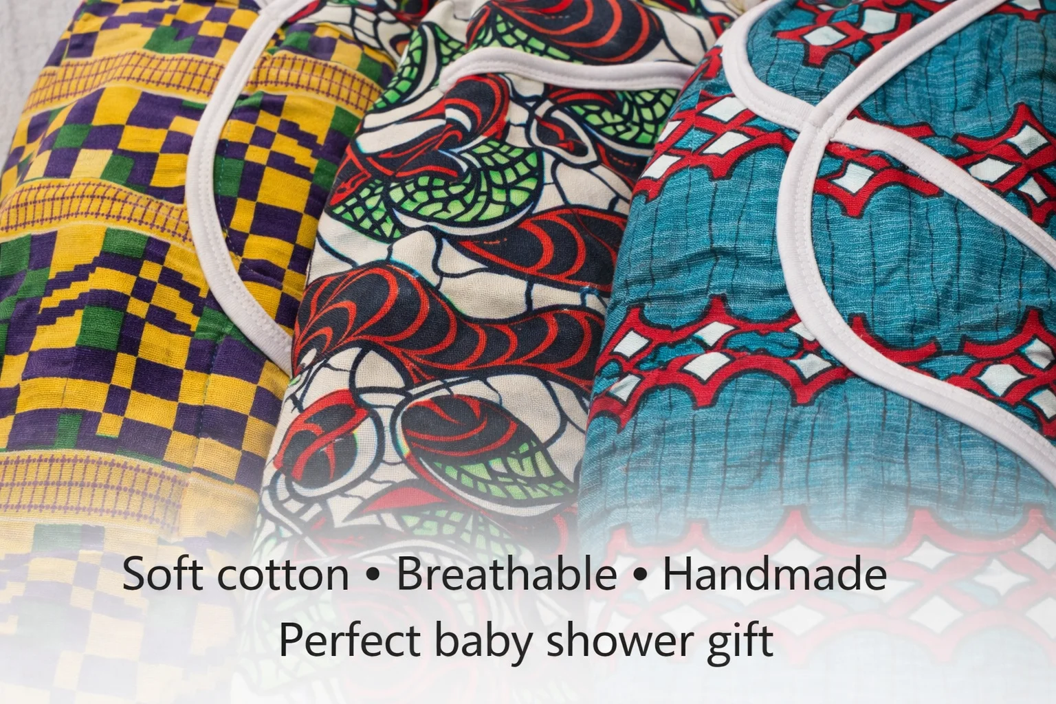 African print baby swaddles made of soft cotton, breathable and handmade, perfect baby shower gift