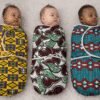 Pack of 3 handmade African print baby swaddles, soft breathable cotton wraps for newborns and infants