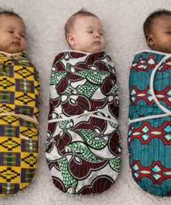 Pack of 3 handmade African print baby swaddles, soft breathable cotton wraps for newborns and infants