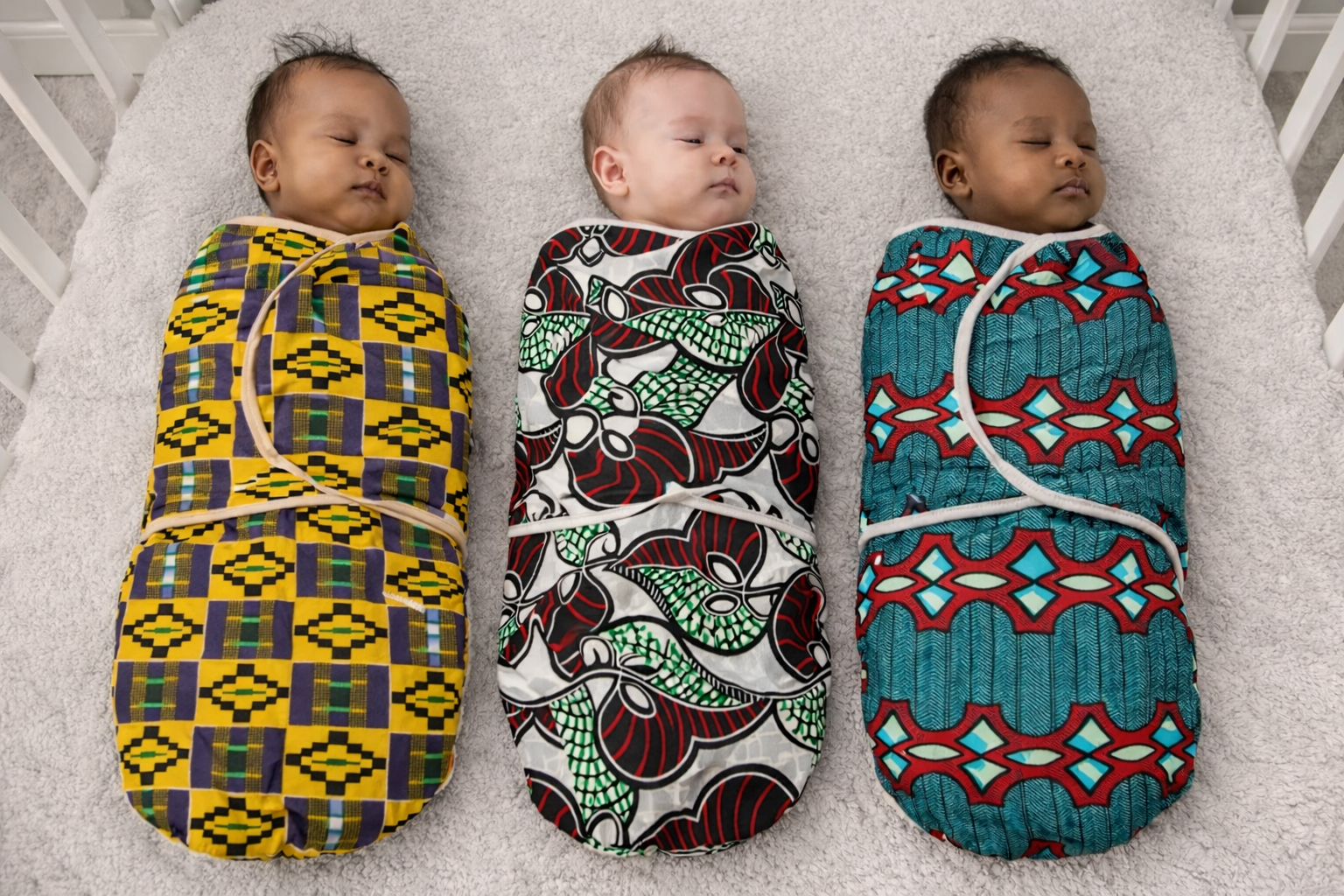Pack of 3 handmade African print baby swaddles, soft breathable cotton wraps for newborns and infants