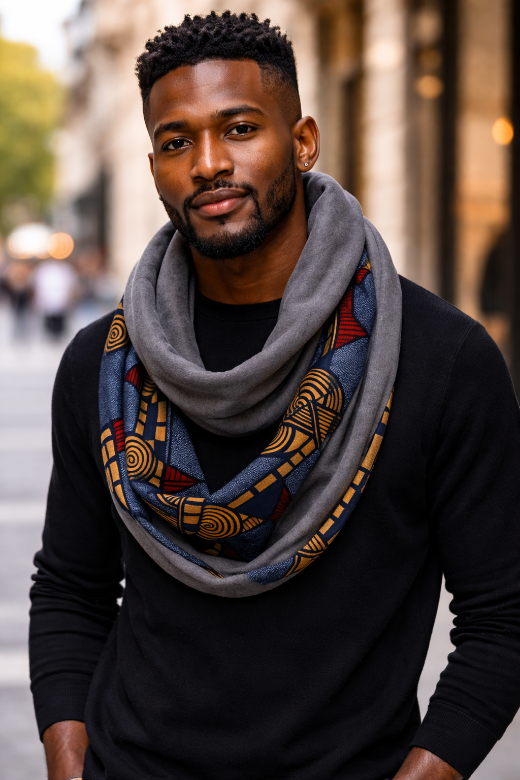 AfriBloom Infinity Scarf – Wax & Soft Fleece | Warm, Stylish Loop Scarf– One size fits all (adult)