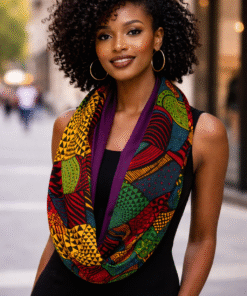 Alternative view of AfriBloom Infinity Scarf – Wax & Soft Fleece | Warm, Stylish Loop Scarf– One size fits all (adult)