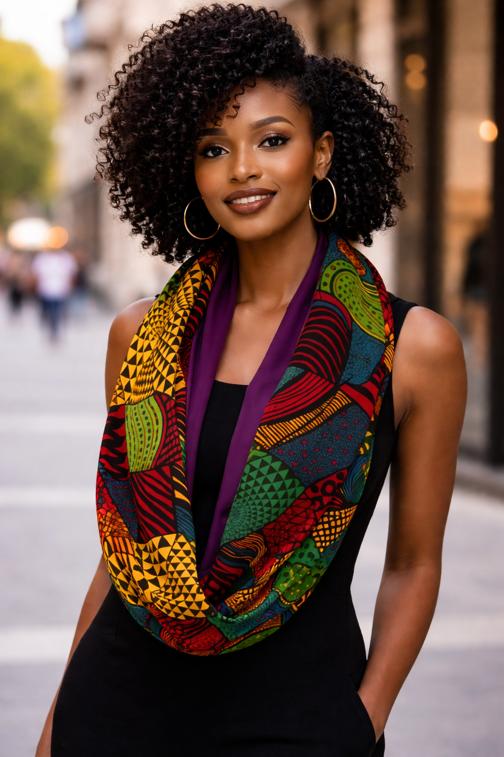 AfriBloom Infinity Scarf – Wax & Soft Fleece | Warm, Stylish Loop Scarf– One size fits all (adult) - Image 2